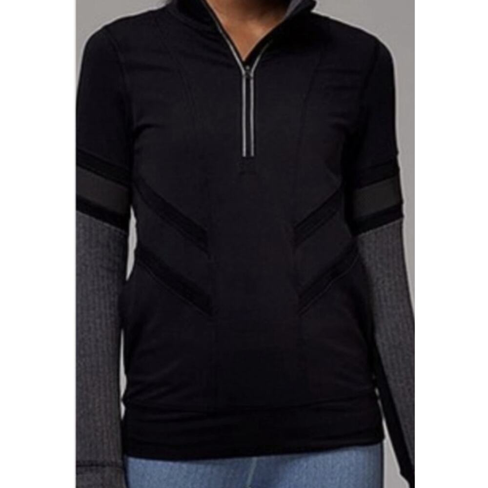 IVIVVA By Lululemon Girls Size 10 Glow and Go 1/2 Zip Pullover Black Gray Active